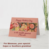 Carte 'Meilleure Meemaw' Fleurs de roses personnalisées 