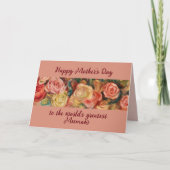 Carte 'Meilleure Meemaw' Fleurs de roses personnalisées  (Devant)