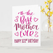 Carte Meilleure Mère 101e Anniversaire Typographie en ro (Fleur jaune)