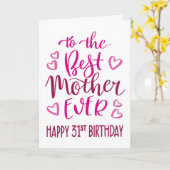 Carte Meilleure Mère 31e anniversaire Typographie en ros (Fleur jaune)