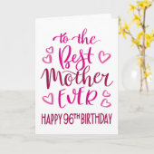 Carte Meilleure Mère 96ème Anniversaire Typographie en r (Fleur jaune)