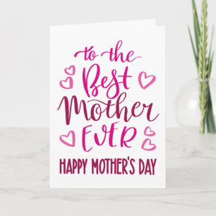 Carte Meilleure Mère de toujours Typographie de la fête