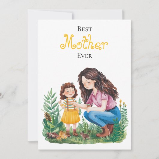 Carte Meilleure Mère du Monde Mère Enfant dans le Jardin (Devant)