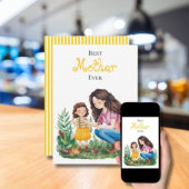 Carte Meilleure Mère du Monde Mère Enfant dans le Jardin