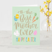 Carte Meilleure Mère du Monde Typographie Joyeuses Pâque (Fleur jaune)