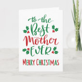 Carte Meilleure Mère Joyeuse Typographie de Noël (Devant)