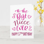 Carte Meilleure nièce 17ème anniversaire de typographie (Fleur jaune)