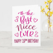 Carte Meilleure nièce ever 19e anniversaire typographie (Fleur jaune)
