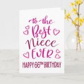 Carte Meilleure nièce Ever 66ème anniversaire Typographi (Fleur jaune)