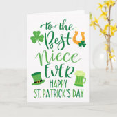 Carte Meilleure nièce Ever St Patrick's Day Typographie (Fleur jaune)