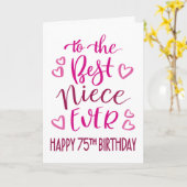 Carte Meilleure nièce jamais 75e anniversaire Typographi (Fleur jaune)