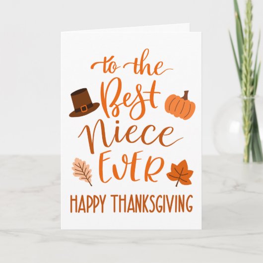 Carte Meilleure nièce Jour d'Action de grâce à Orange (Devant)