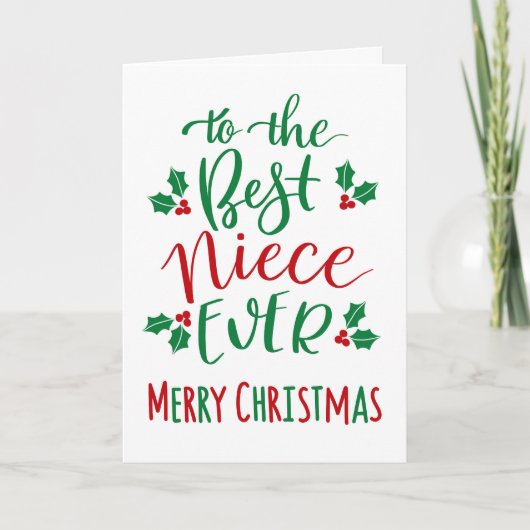 Carte Meilleure nièce Joyeuse Typographie de Noël (Devant)