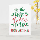Carte Meilleure nièce Joyeuse Typographie de Noël (Fleur jaune)