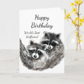 Carte Meilleure petite amie du monde Anniversaire Raton  (Fleur jaune)