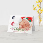 Carte Meilleure photo de Noël de chaque bébé (Fleur jaune)