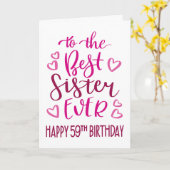 Carte Meilleure Soeur 59e Anniversaire Typographie en ro (Fleur jaune)