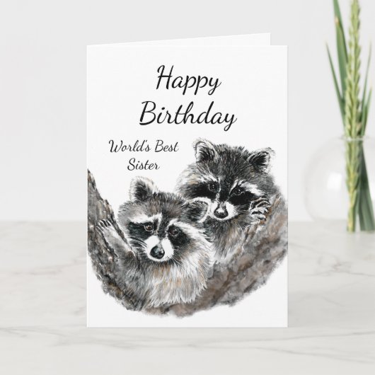 Carte Meilleure soeur du monde Anniversaire mignonne Rac (Devant)