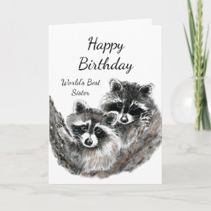 Carte Meilleure soeur du monde Anniversaire mignonne Rac
