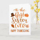 Carte Meilleure Soeur Jour d'Action de grâce à Orange (Fleur jaune)