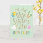 Carte Meilleure Soeur Joyeuse Typographie de Pâques (Fleur jaune)