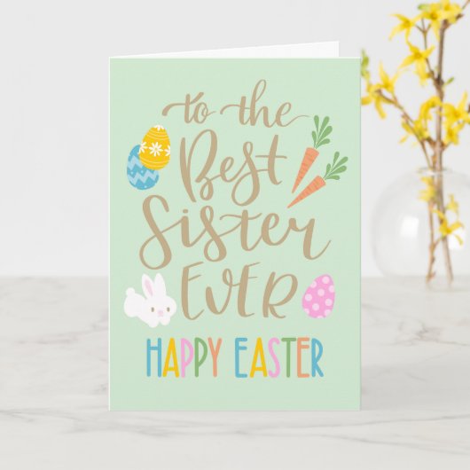 Carte Meilleure Soeur Joyeuse Typographie de Pâques (Fleur jaune)