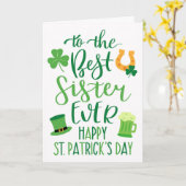 Carte Meilleure Sœur pour la Saint-Patrick (Fleur jaune)