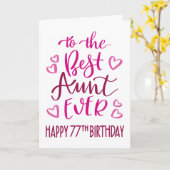 Carte Meilleure tante 77e anniversaire Typographie en ro (Fleur jaune)