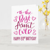 Carte Meilleure tante 81e anniversaire de la typographie (Fleur jaune)