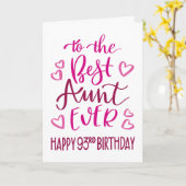 Carte Meilleure tante 93e anniversaire de la typographie (Fleur jaune)