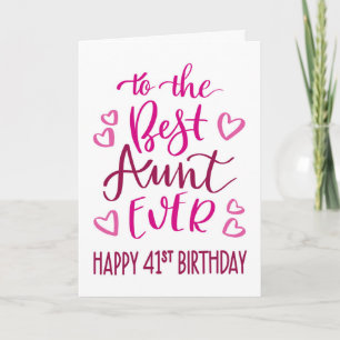 Carte Meilleure Tante Ever 41e Anniversaire Typographie