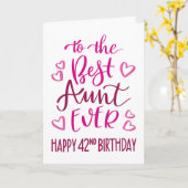 Carte Meilleure Tante Ever 42e Anniversaire Typographie (Fleur jaune)
