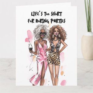 Carte Meilleures amies filles noires aux cheveux bouclés