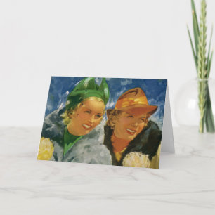 Carte Meilleures amies vintage ! Femmes élégantes et sty