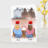 Carte Meilleurs amis avec des boissons Noël (Fleur jaune)