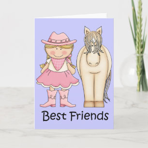 Carte Meilleurs amis - Blond Cowgirl et Cheval