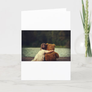 Carte Meilleurs amis une petite fille et son ours de