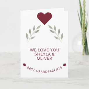 Carte Meilleurs Grands-Parents Coeur Rouge Aquarelle Bra