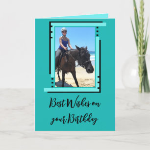 Carte Meilleurs voeux ajouter photo turquoise anniversai