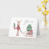 Carte Meilleurs voeux Bouges de rennes et de pins (Fleur jaune)