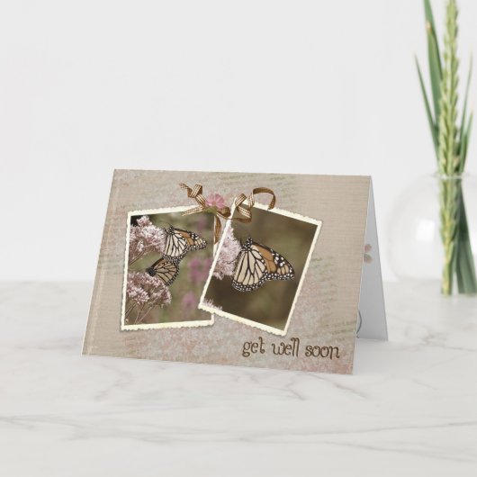 Carte Meilleurs Vœux de Bon rétablissement Papillons (Devant)