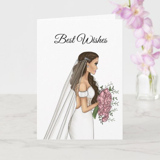 Carte Meilleurs voeux Mariée Mariage simple (Orchidée)