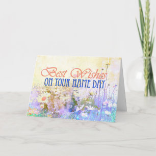 Carte Meilleurs voeux sur votre jour de nom, prairie de