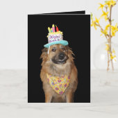 Carte Mélange de berger mignonne chien d'anniversaire (Fleur jaune)
