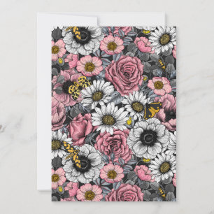 Carte Mélange de papillons de nuit en rose et gris