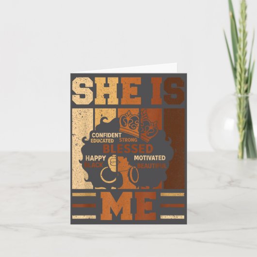 Carte Melanin Blessed She Queen Beautiful Afro Black Me (Devant)