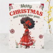 Carte Melanin Noël Black Girl Magic Xmas Magic Fun (Fleur jaune)