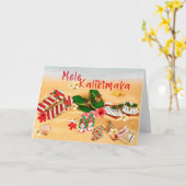 Carte Mele Kalikimaka aux sandales hawaïennes (Fleur jaune)