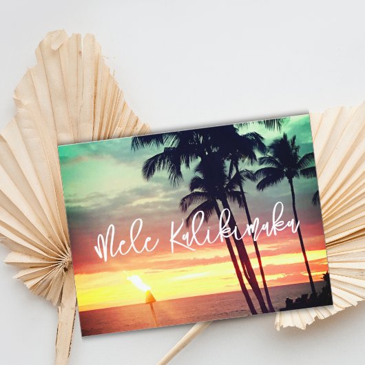 Carte Mele Kalikimaka Belle fête Hawaiienne du coucher d