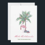 Carte Mele Kalikimaka Flamant rose Rose À Santa Hat<br><div class="desc">Mele Kalikimaka Flamant rose rose à Santa Hat et décoration de palmiers. Les modèles textuels sont configurés pour que vous puissiez customiser et personnaliser la carte. Si vous souhaitez modifier la couleur ou le style de la police,  cliquez sur l'onglet personnaliser à la fin du modèle.</div>